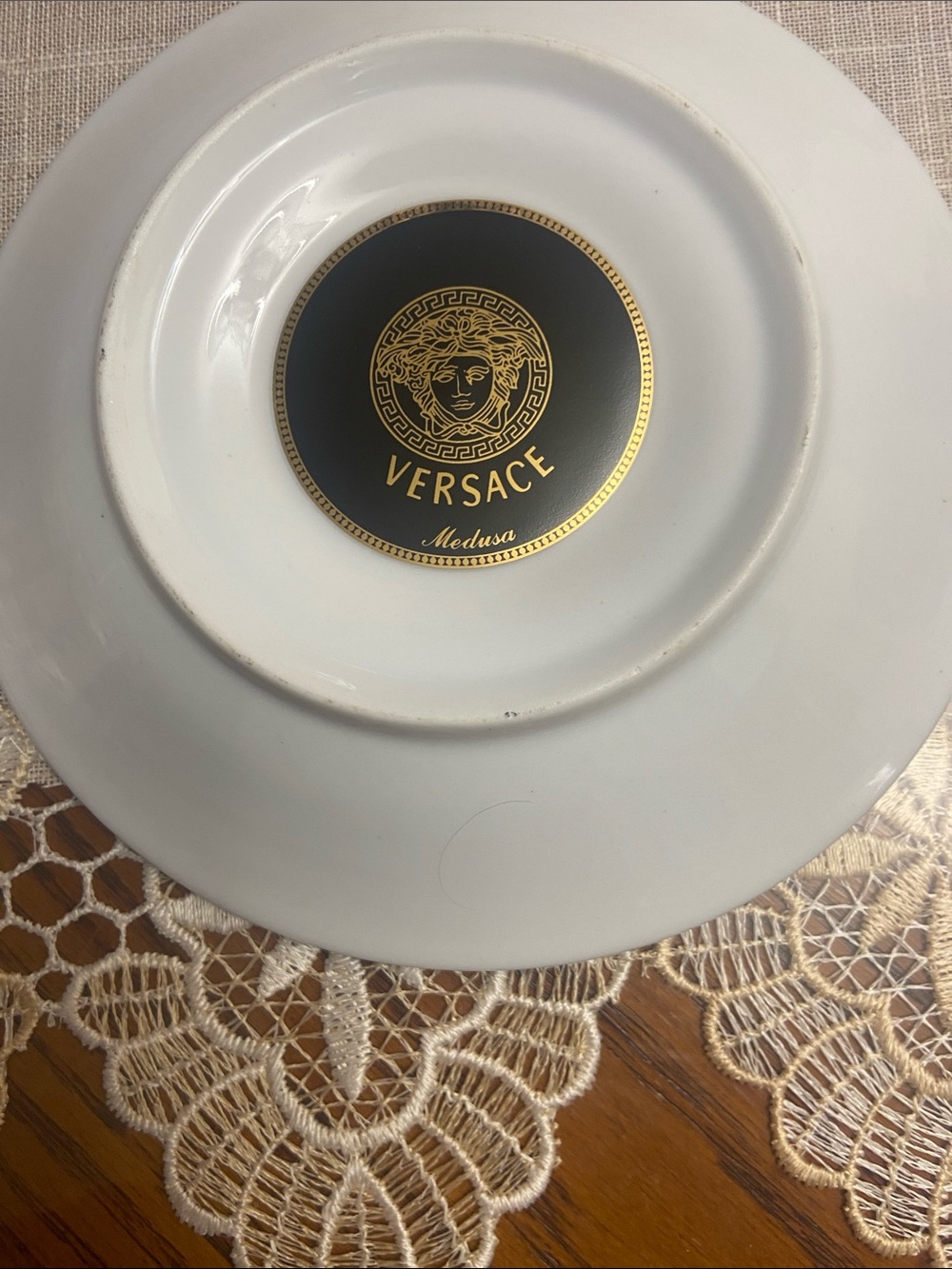 Versace Red and Gold Porcelain Espresso Cup with Winged Handle - Picture 3 of 5